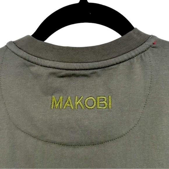 NEW MAKOBI Big & Tall Mastermind T-Shirt Khaki Green Tie Dye Crystals Size Large - Picture 3 of 6